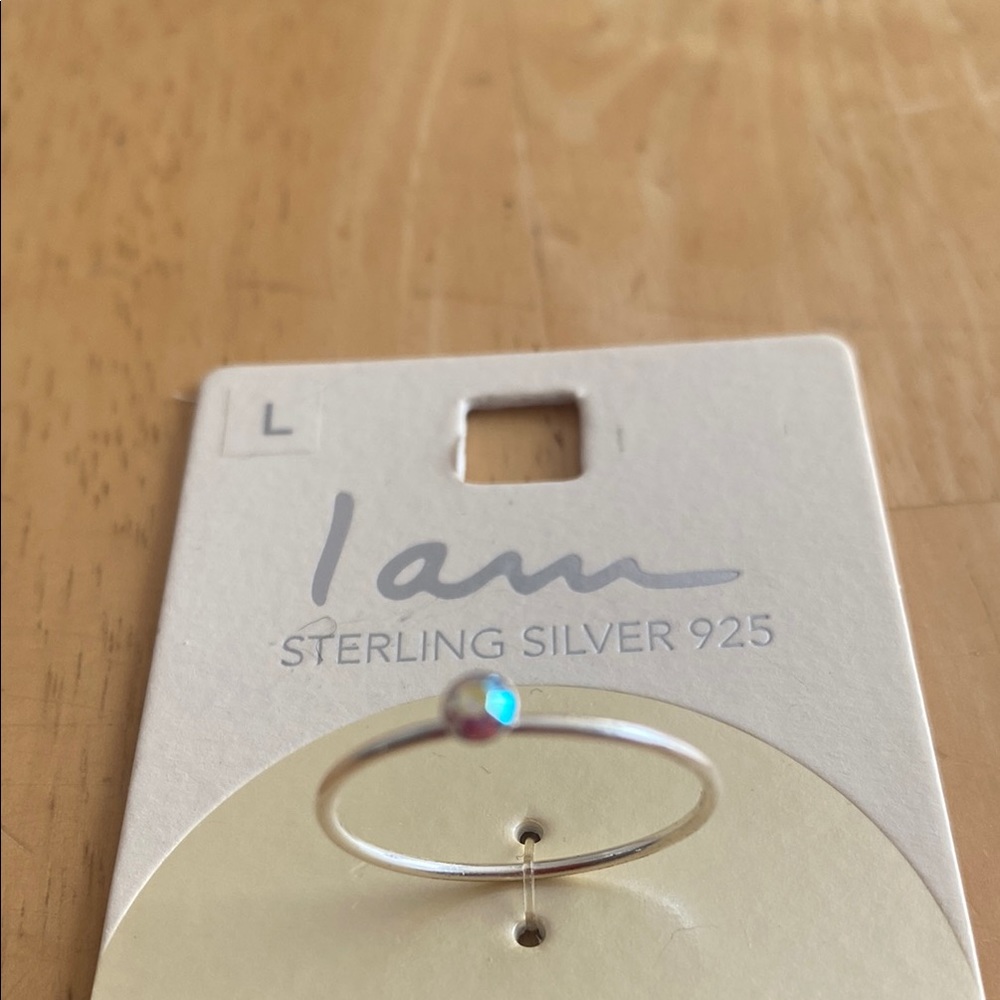 Sterling Silver colorful crystal thin band Ring size 8. NWT